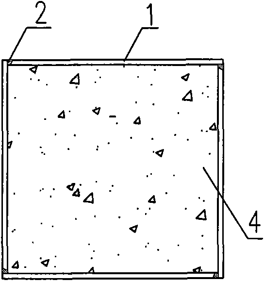 Concrete post provided with counter pulling sheet profile steel welding rectangular steel tube