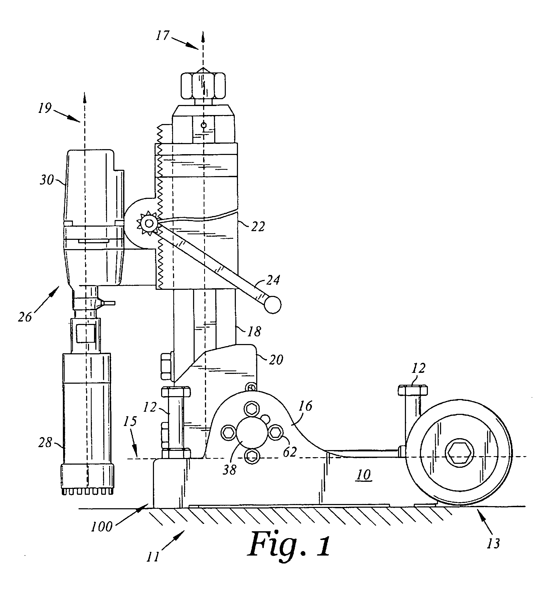 Core drill assembly with the ability to control angle of drilling