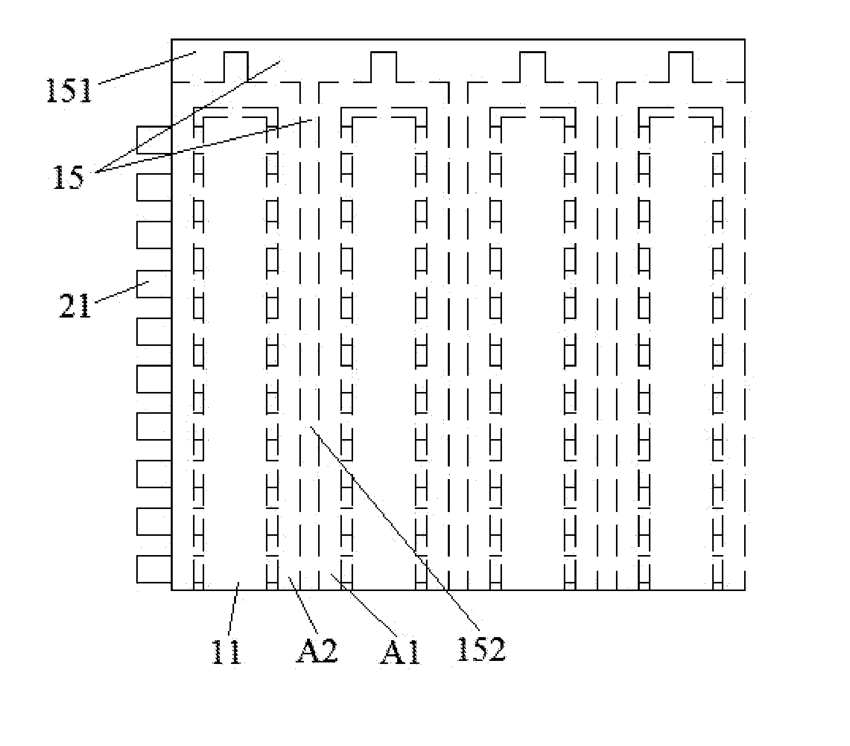 Symmetric quadrupole structured field emission display without spacer