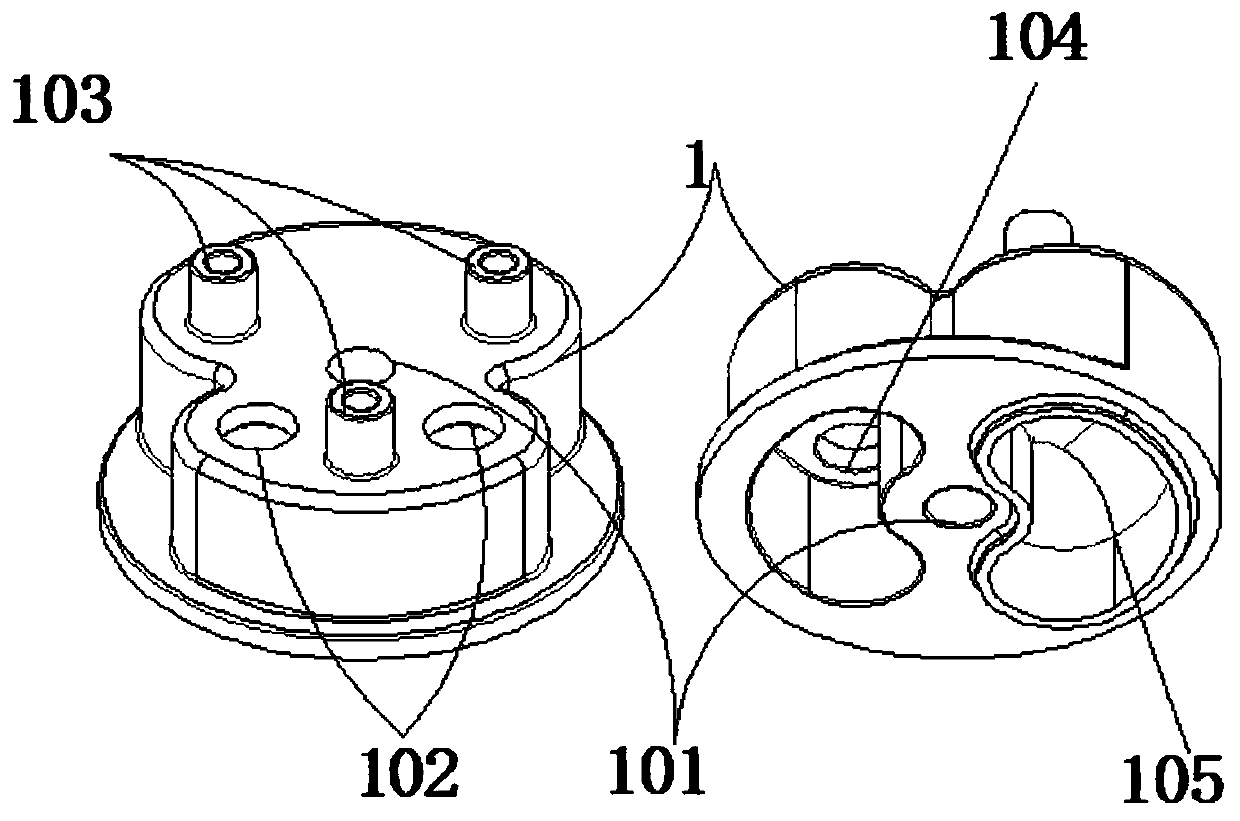 Planetary reducing mechanism for four-way switching valve