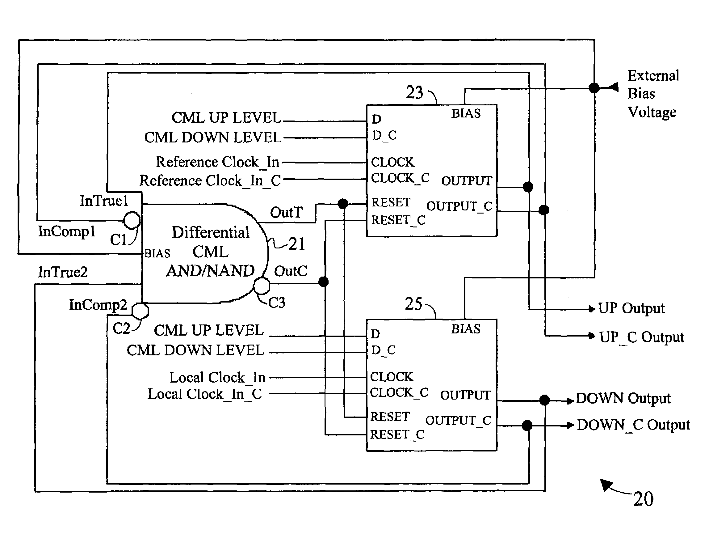 Differential current mode phase/frequency detector circuit