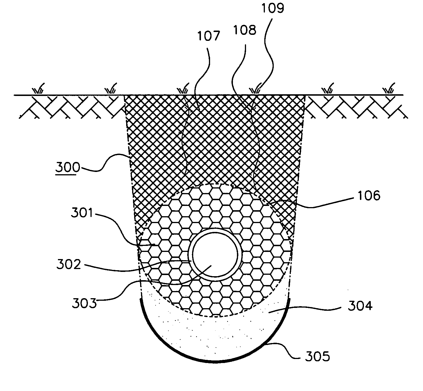 Capillary permeation driven pottery pipe trench waste water treatment system