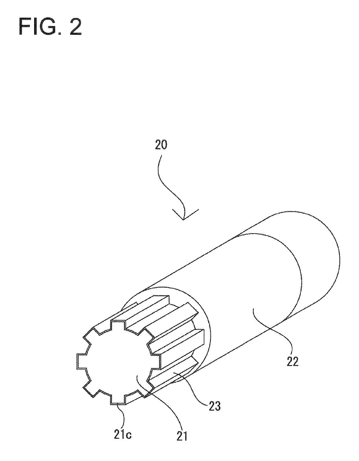 Structural body for shaft, male member, and female member