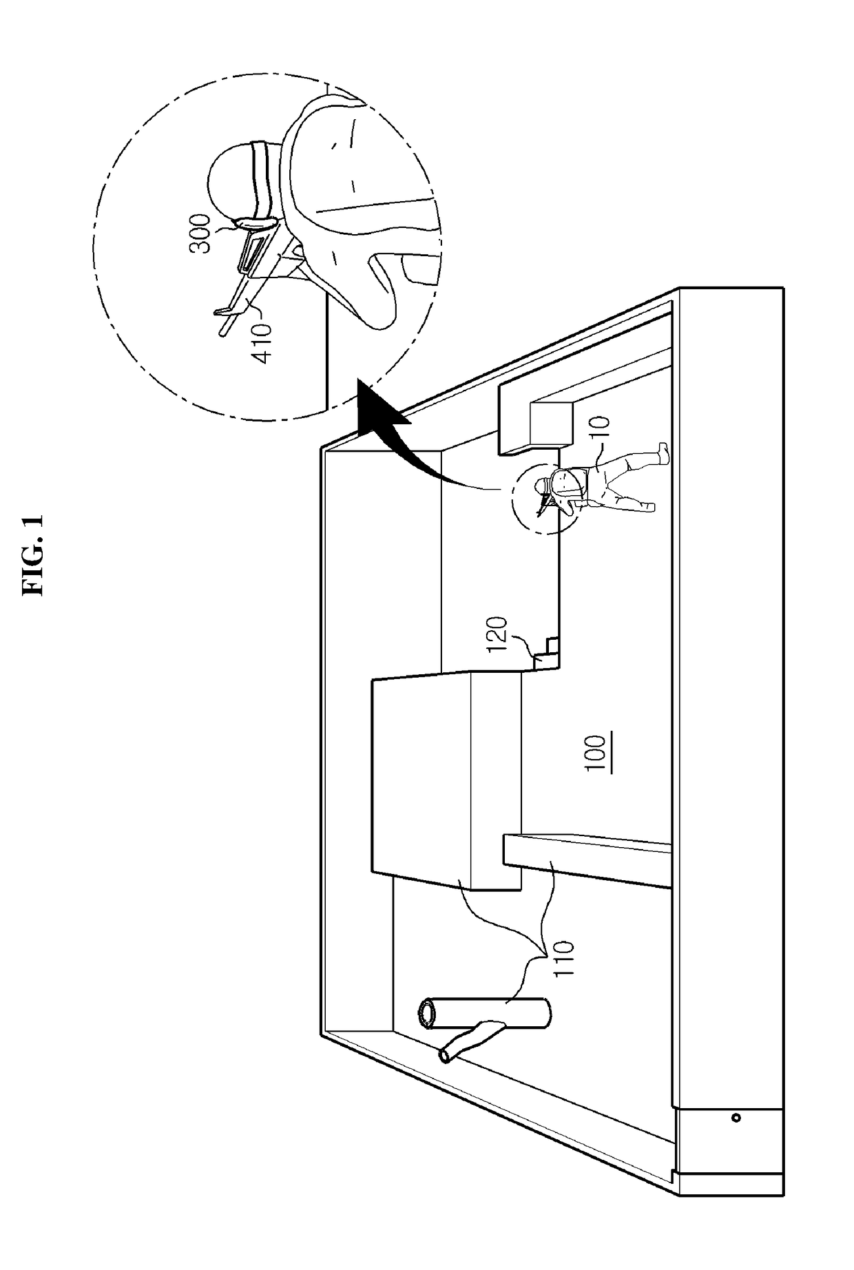 Virtual reality system enabling compatibility of sense of immersion in virtual space and movement in real space, and battle training system using same