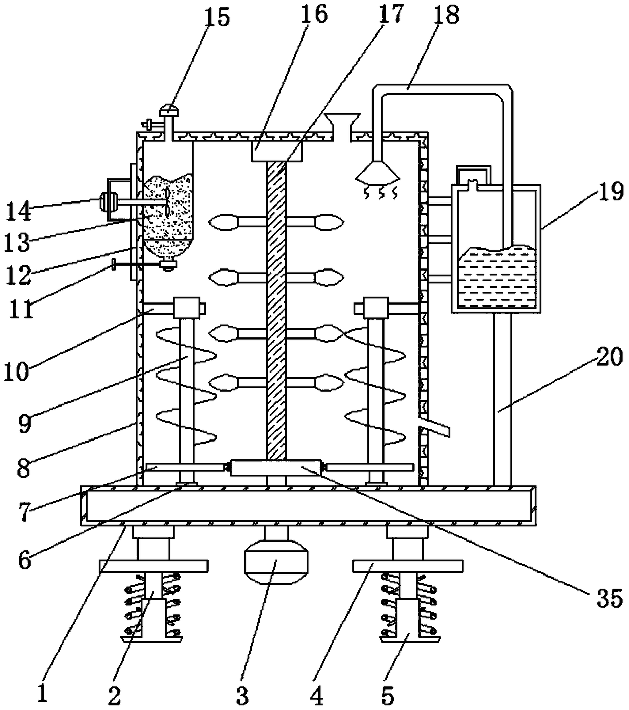 Mixing device for various ingredients for producing chemical raw materials