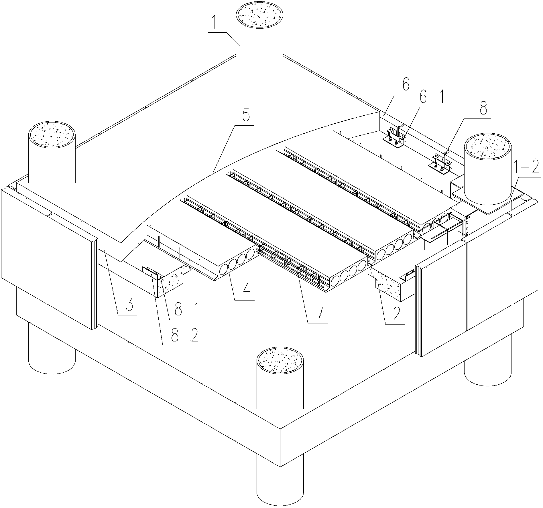 Integral connecting system for steel-concrete composite structure component of prefabricated construction