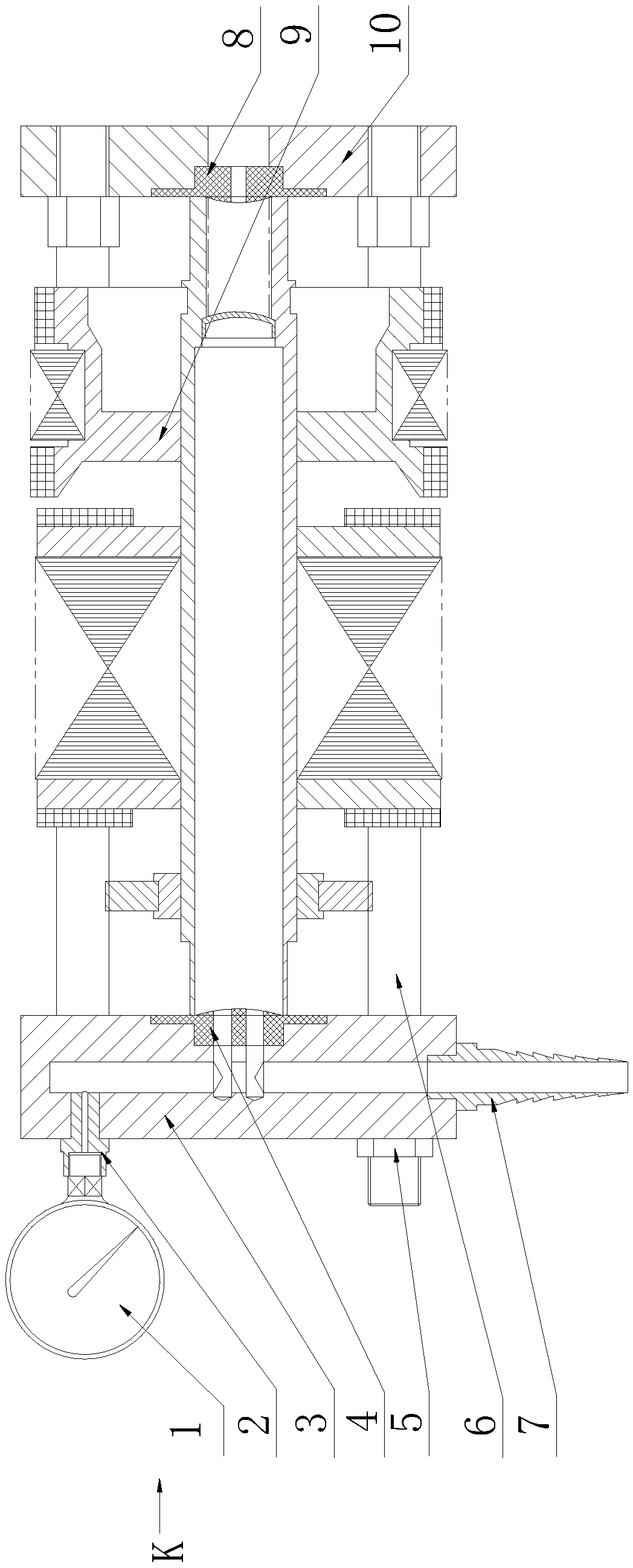 Testing device for airtightness of AC generator rotor and testing method thereof