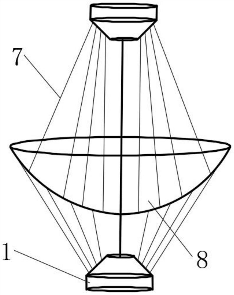 Unfolding mechanism of stay wire type umbrella-shaped antenna