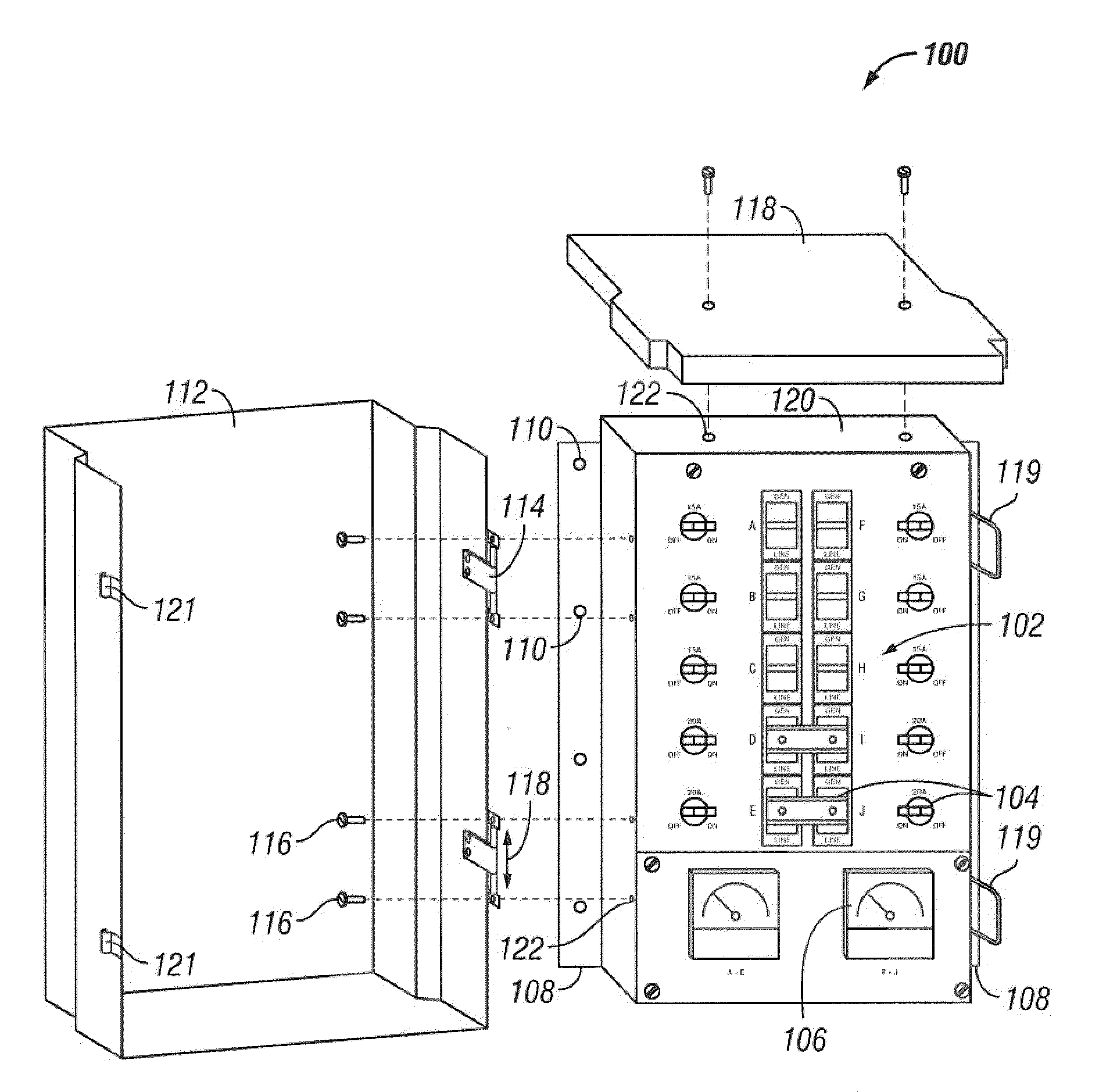 Transfer Switch With Easily Removable Weatherproof Door and Hood