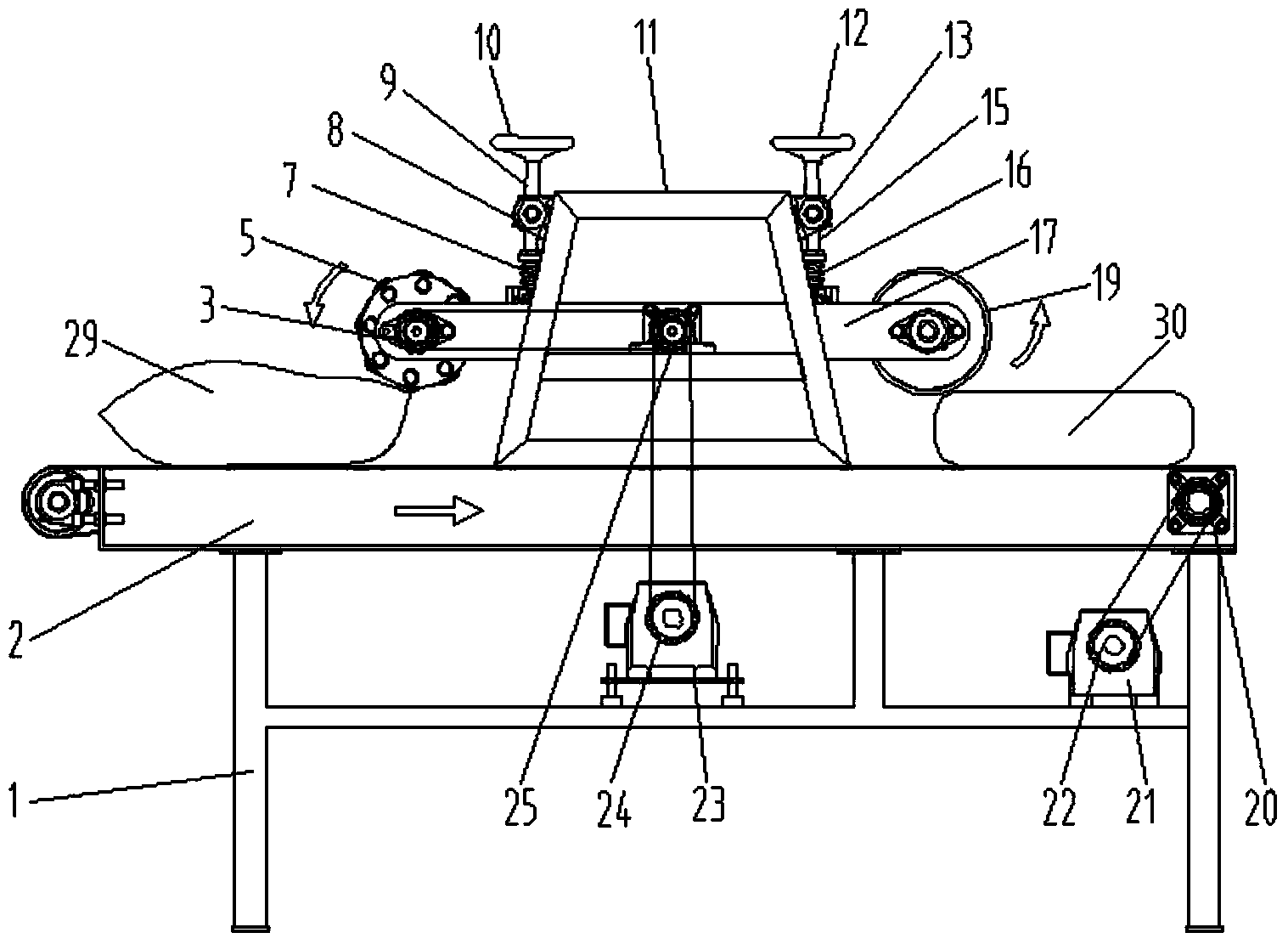 Integral type conveyer with double compression rollers