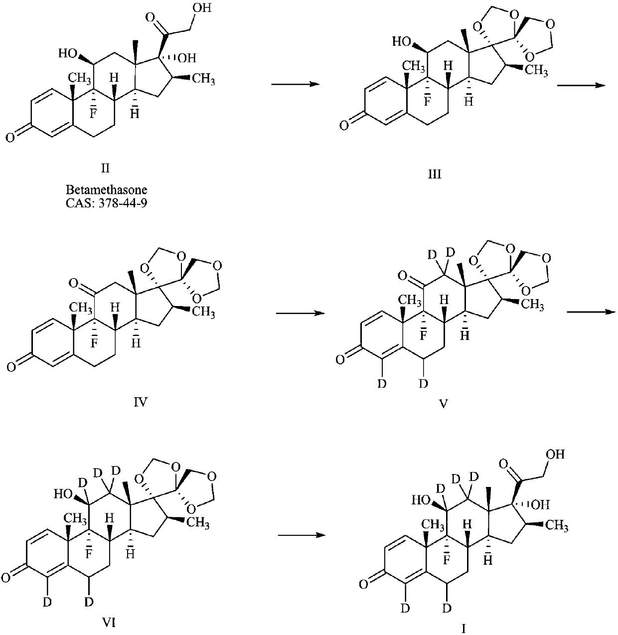 Preparation method of deuterium-labeled betamethasone