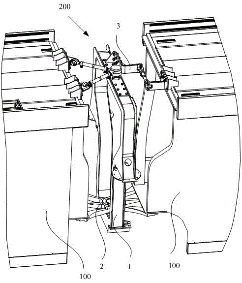 Carriage hinge device and streetcar