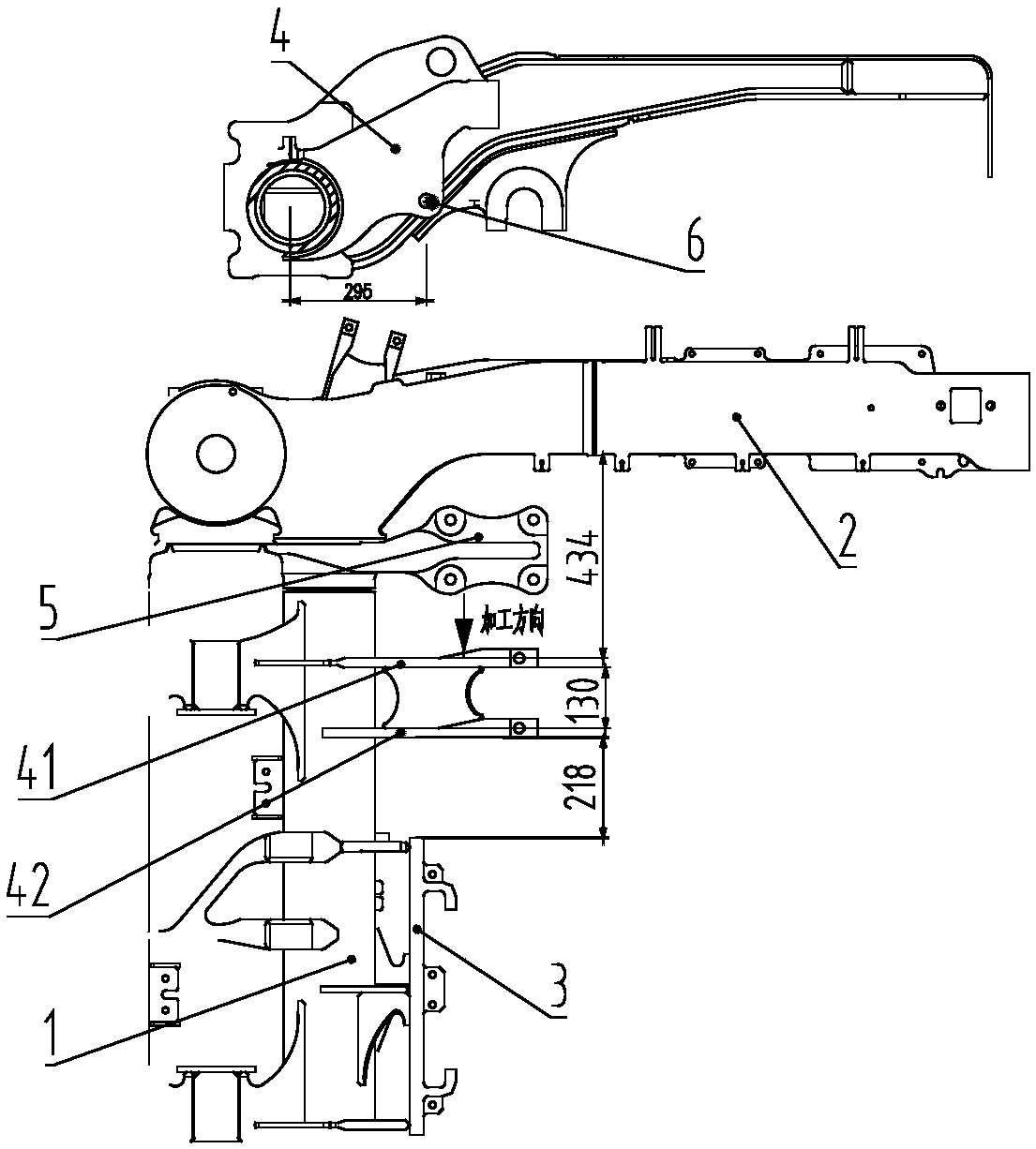 Method for processing bolt hole for framework gearbox mounting seat