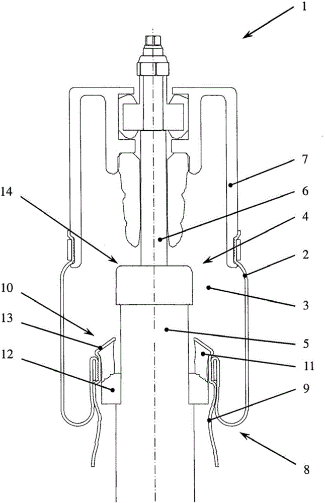 Air spring strut with elastic piston bearing