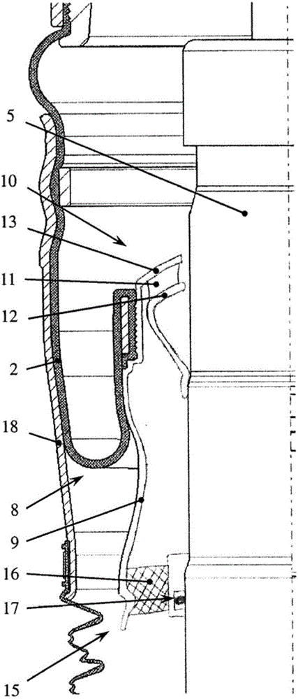 Air spring strut with elastic piston bearing