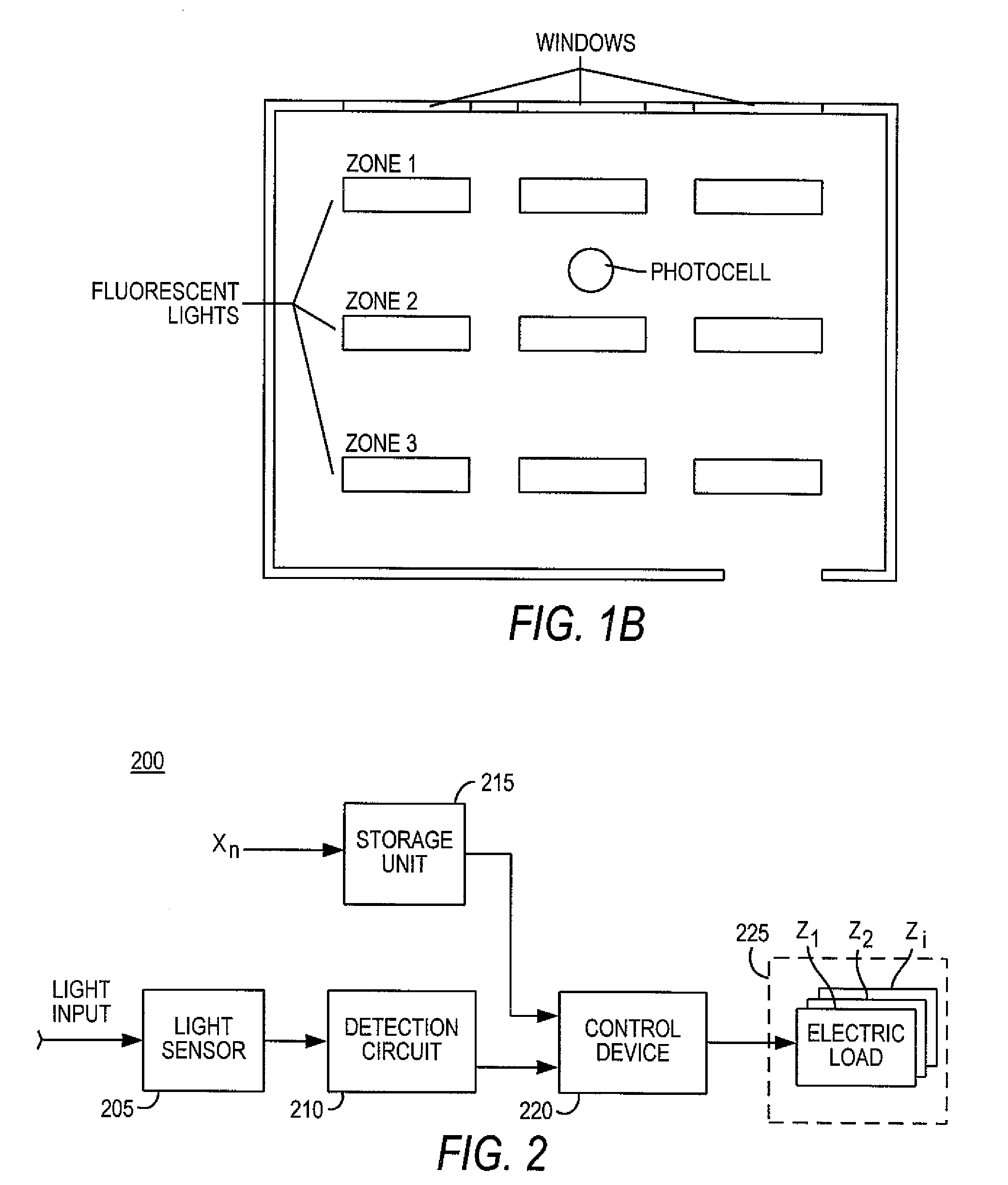 Multi-zone closed loop daylight harvesting having at least one light sensor