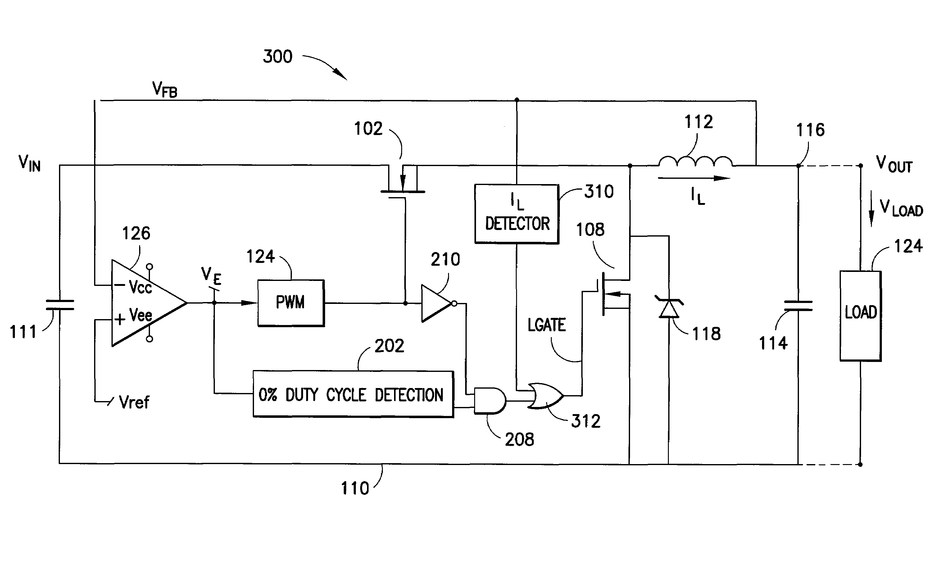 Buck converter having improved transient response to load step down