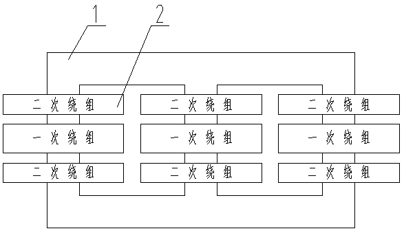 Distribution transformer with staggered windings