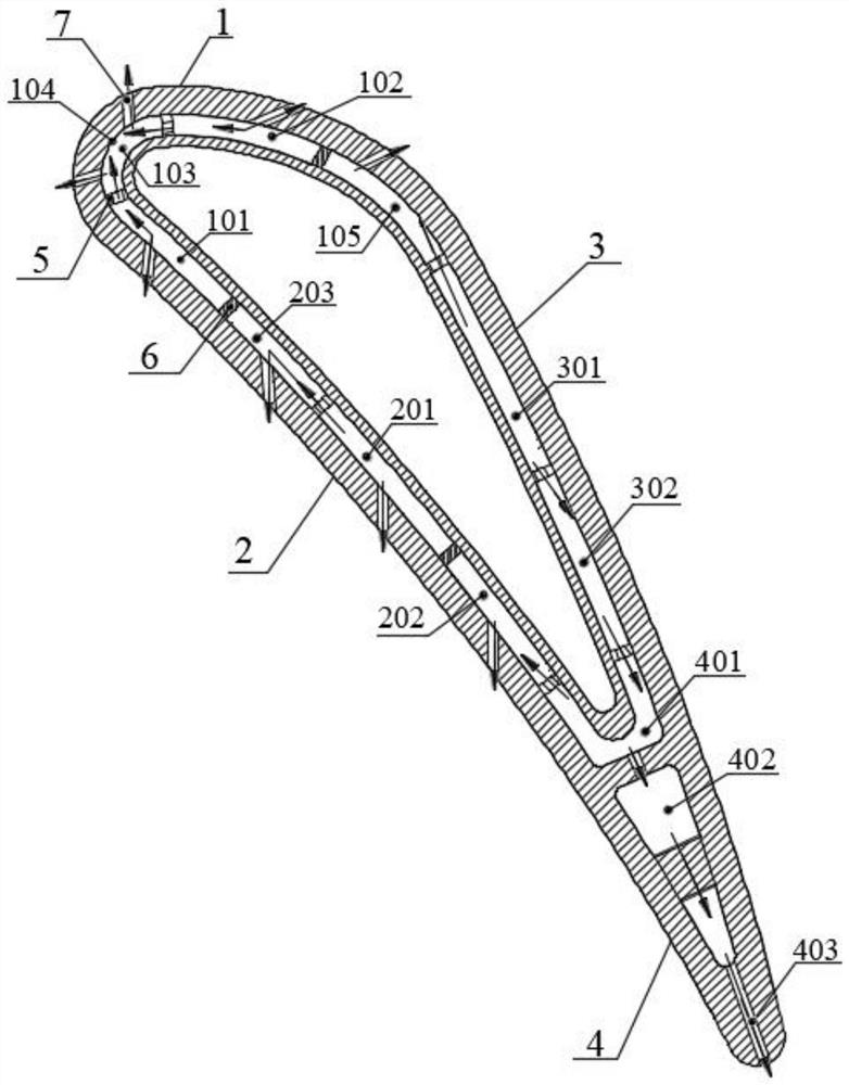 Double-wall turbine guide blade with small air entraining amount