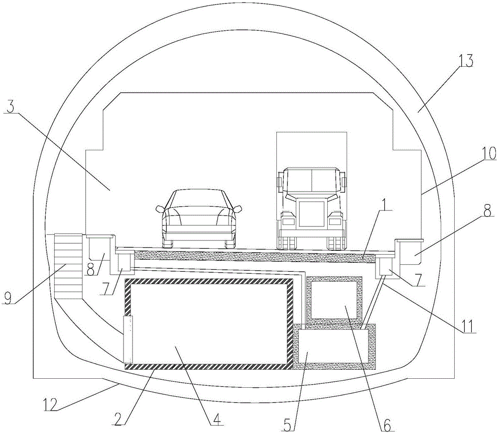 Escape-rescue structure for single-hole and double-direction traffic highway tunnel