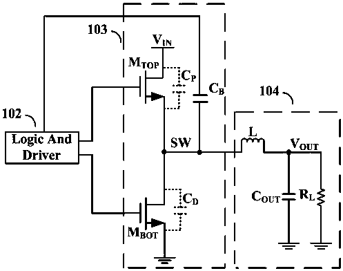 Buck type dc/dc converter circuit with anti-ringing block circuit