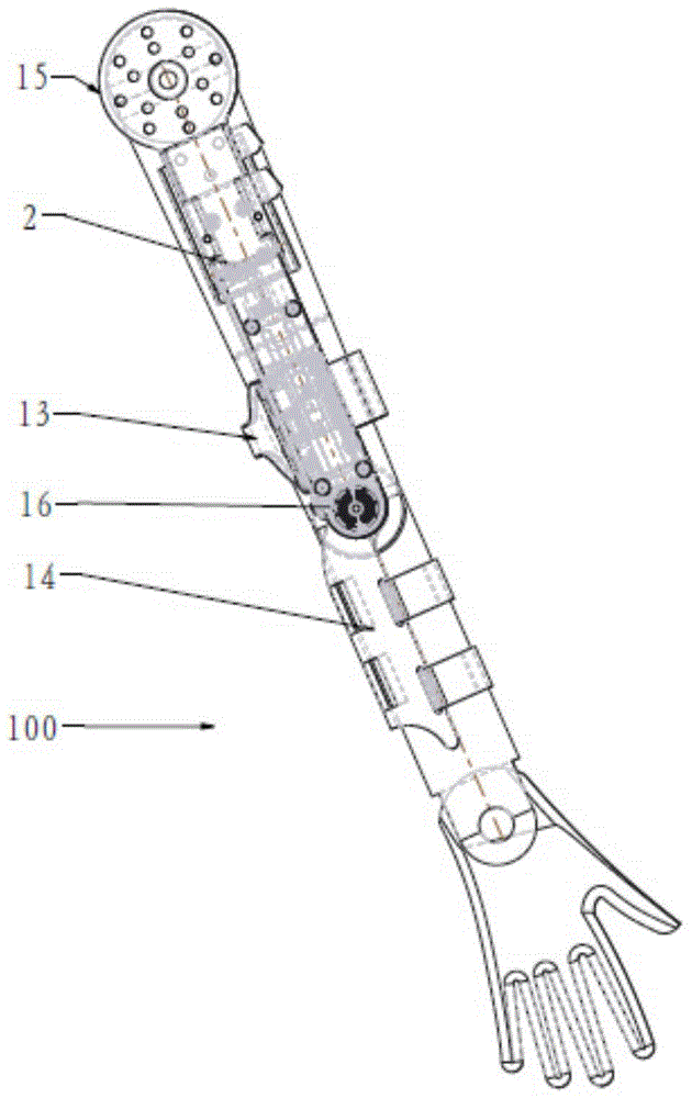 Elbow freedom degree achieving device for wearable rehabilitation training device and working principle thereof