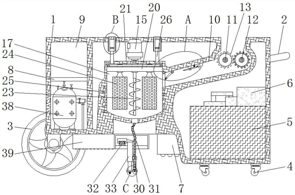 A pavement repairing equipment that is convenient for rapid processing of materials