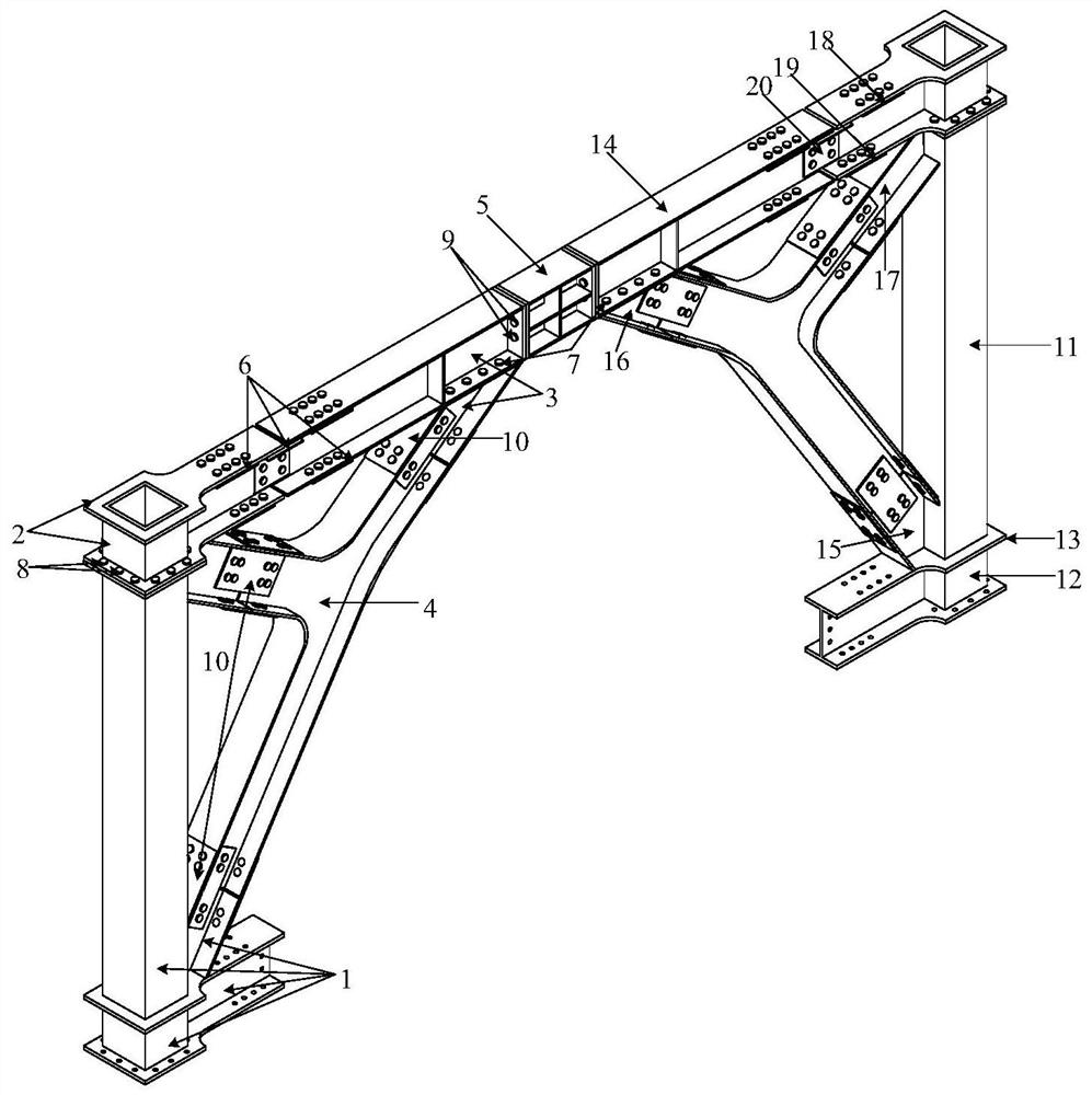 An eccentric support system with recoverable function steel frame with large headroom and flange