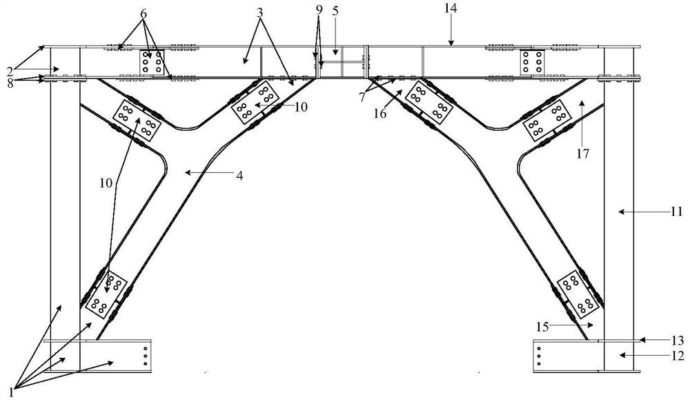 An eccentric support system with recoverable function steel frame with large headroom and flange