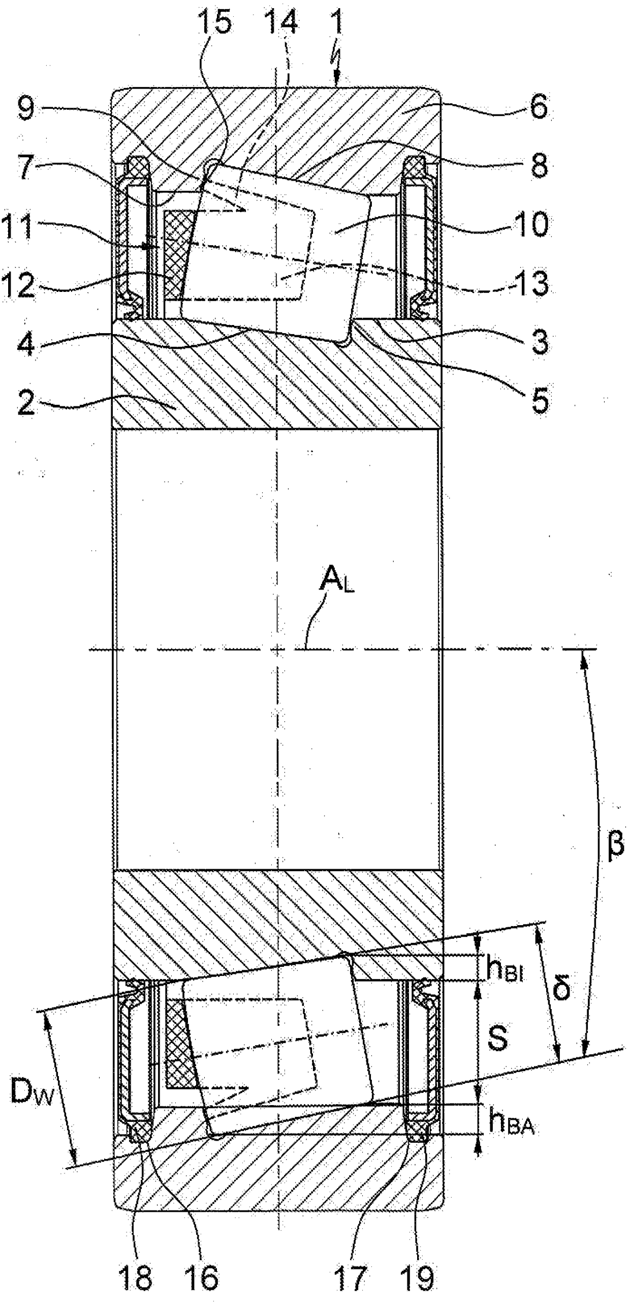 Method and device for fitting angular contact roller bearing