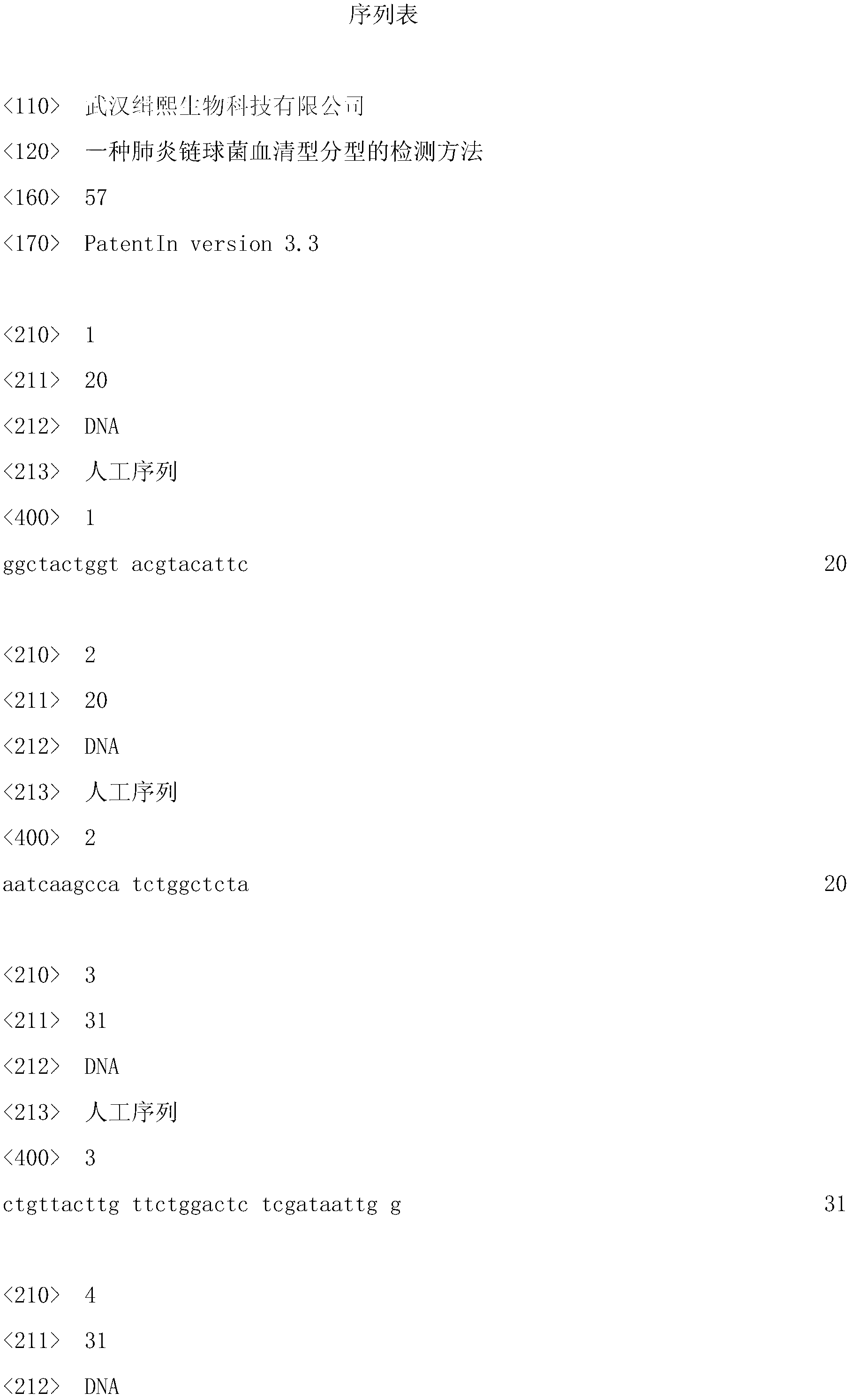 Method for detecting serotyping of streptococcus pneumoniae