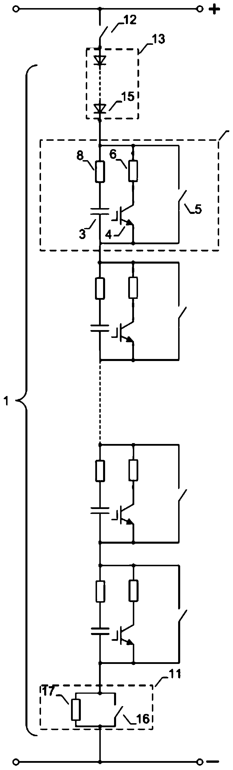 Distributed energy consumption device and module fault bypass control method