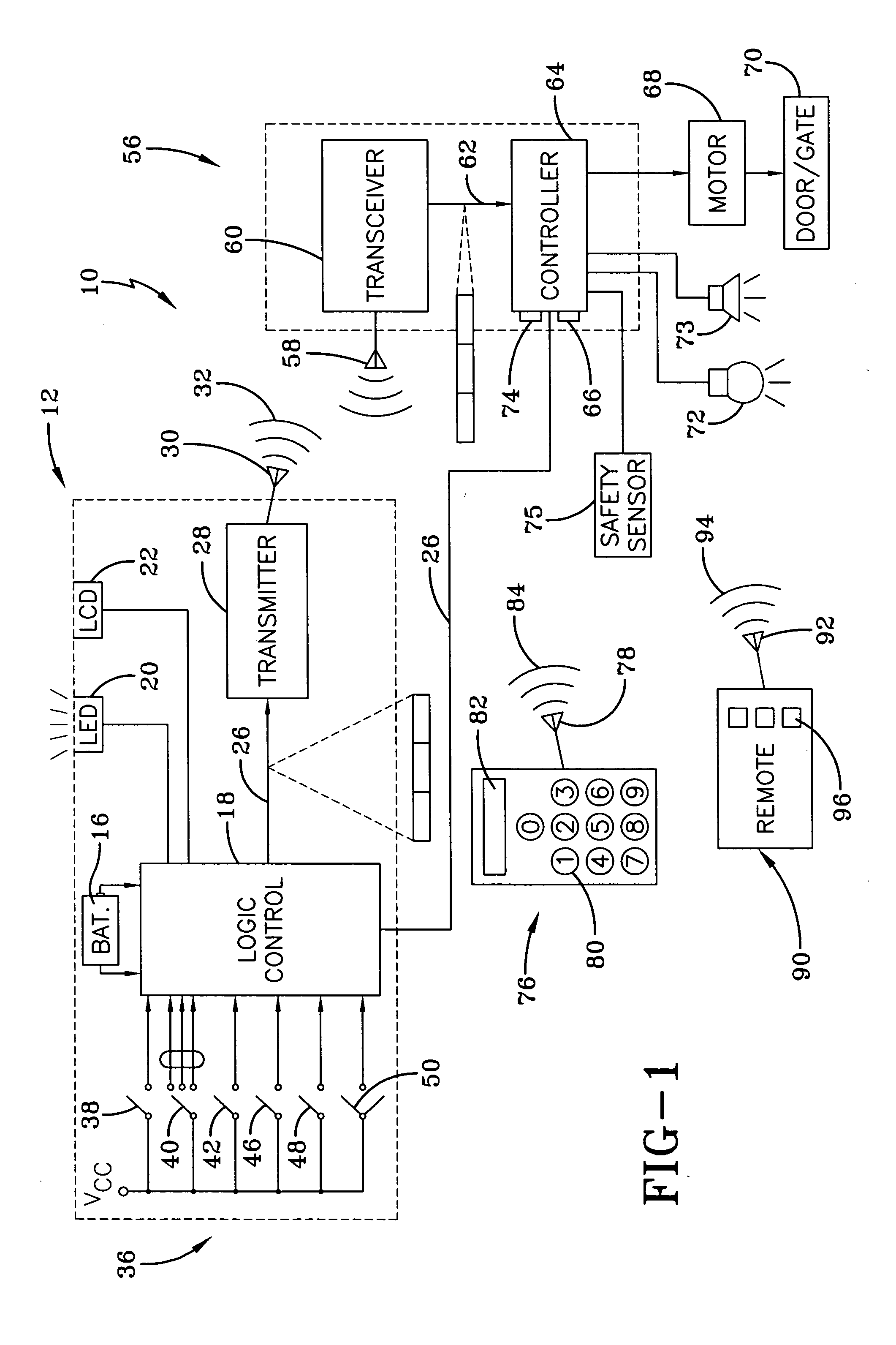 Operating system utilizing a selectively concealed multi-function wall station transmitter with an auto-close function for a motorized barrier operator