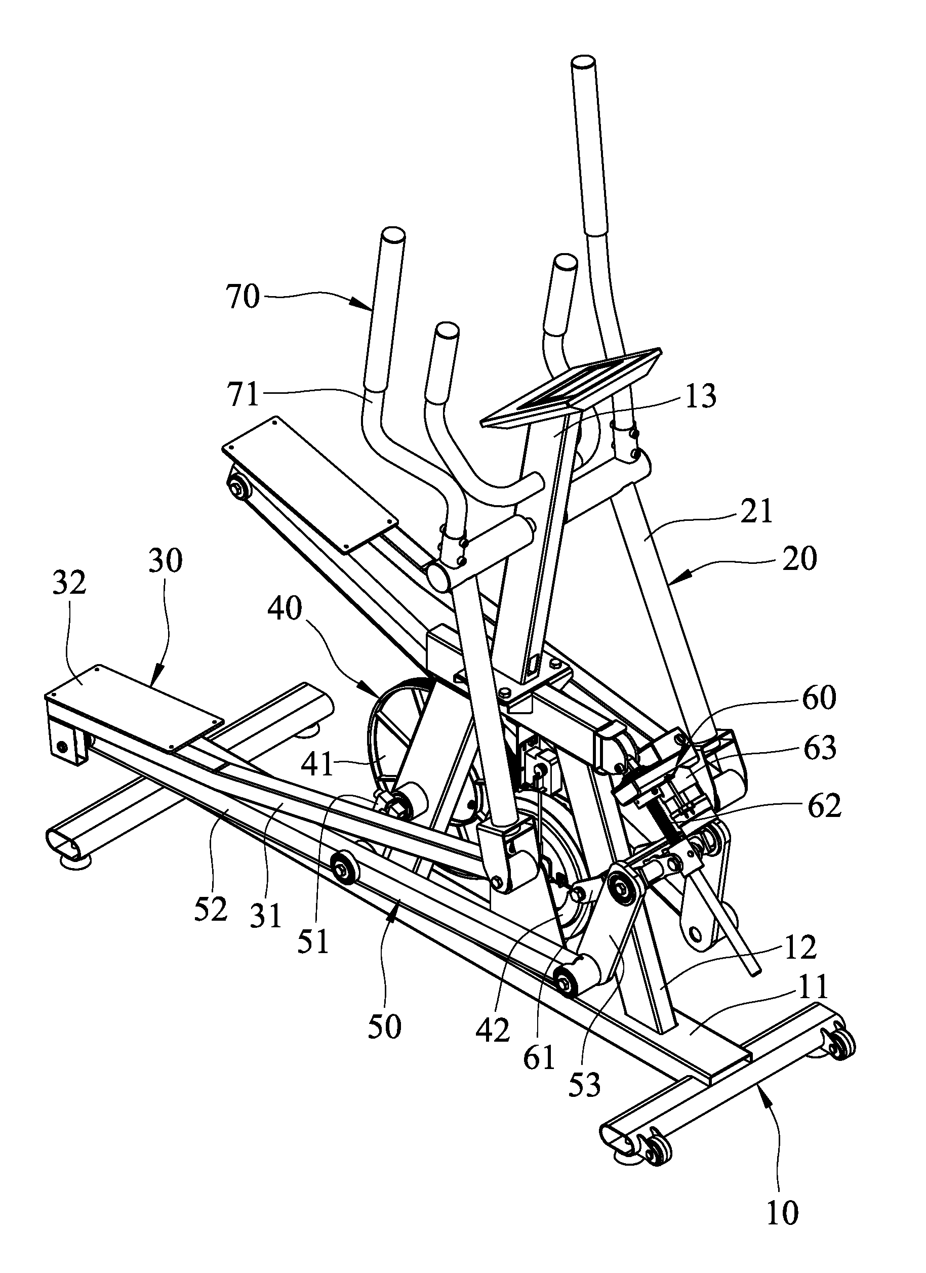 Climbing exerciser machine with adjustable inclination