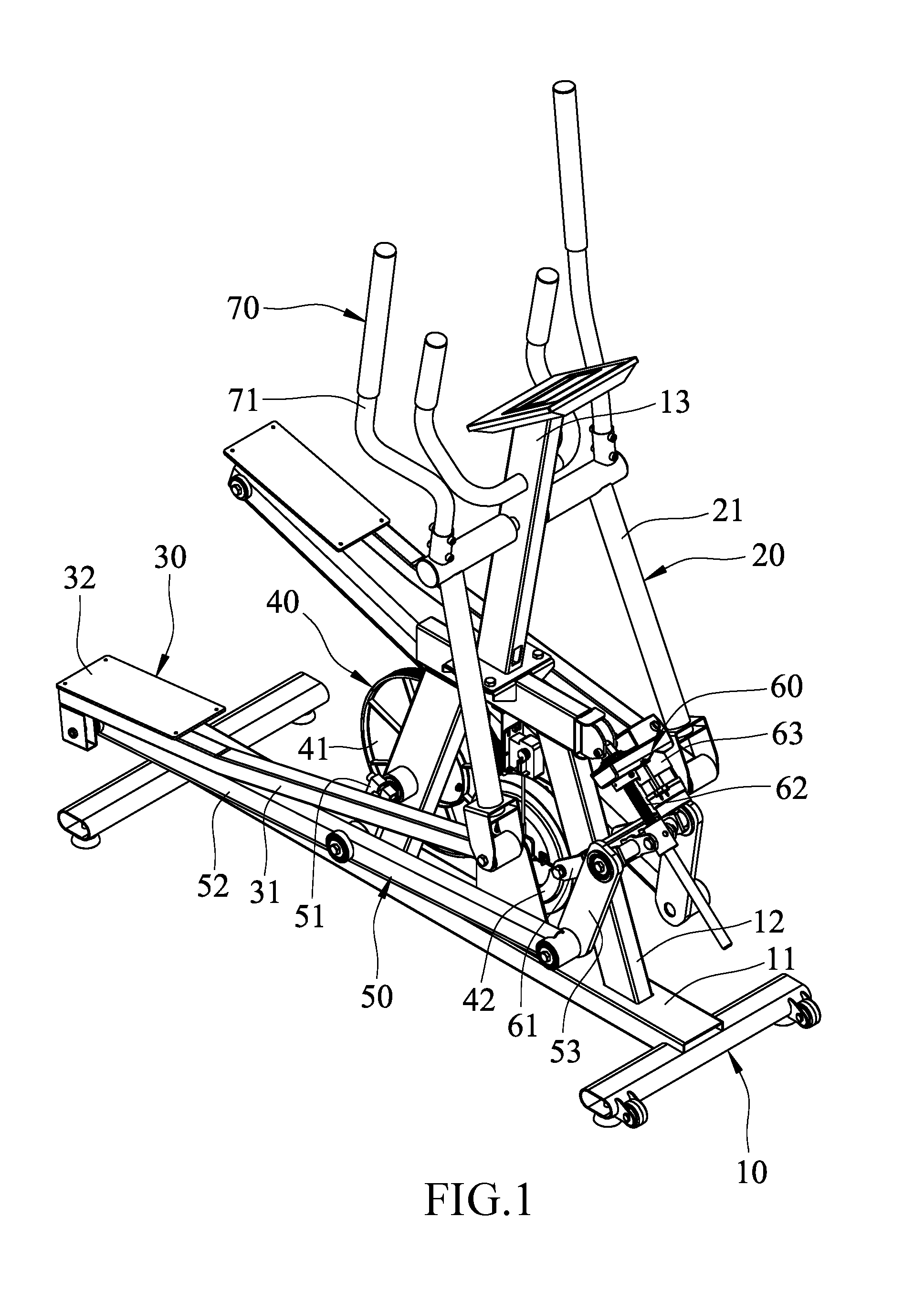 Climbing exerciser machine with adjustable inclination