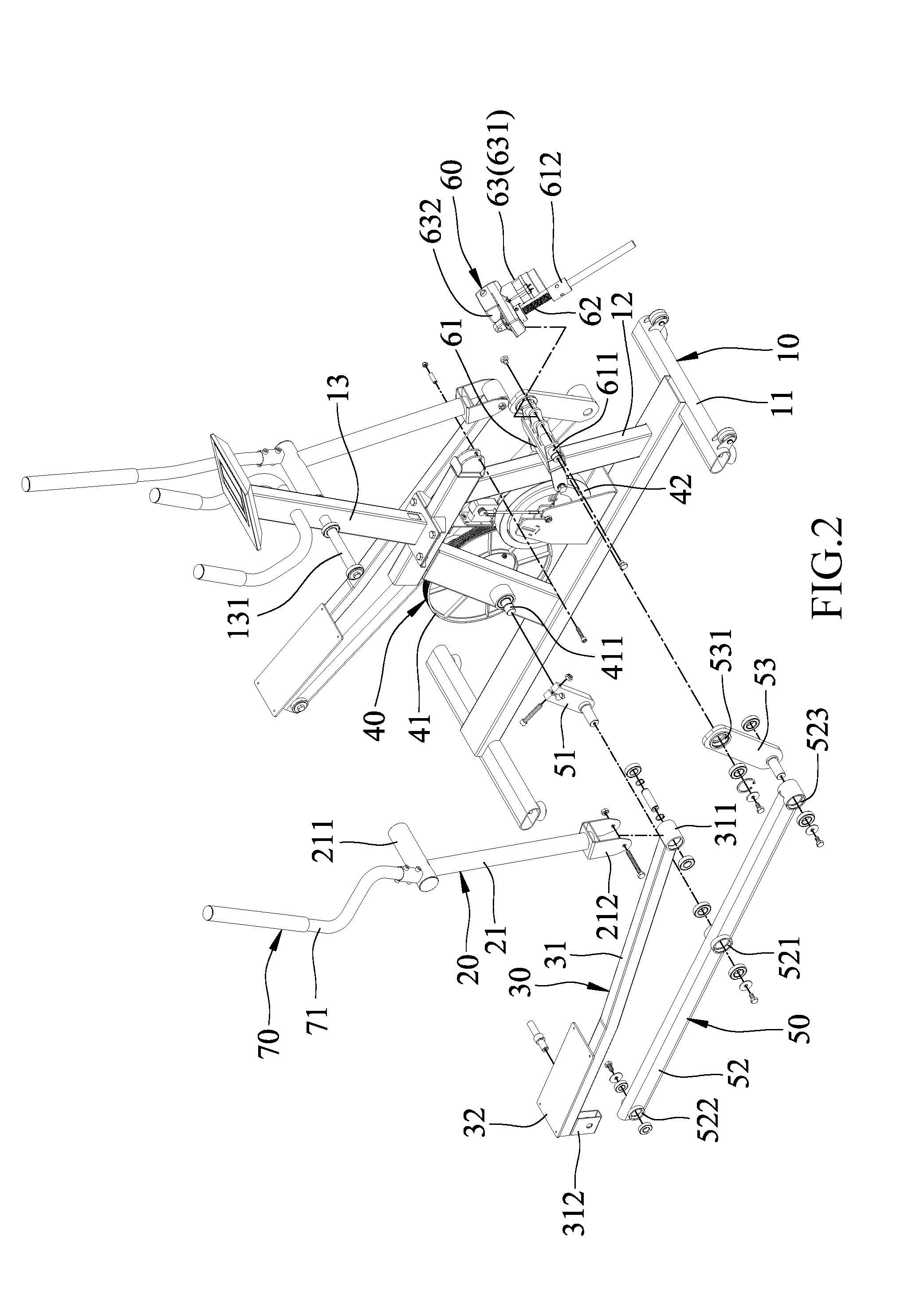 Climbing exerciser machine with adjustable inclination