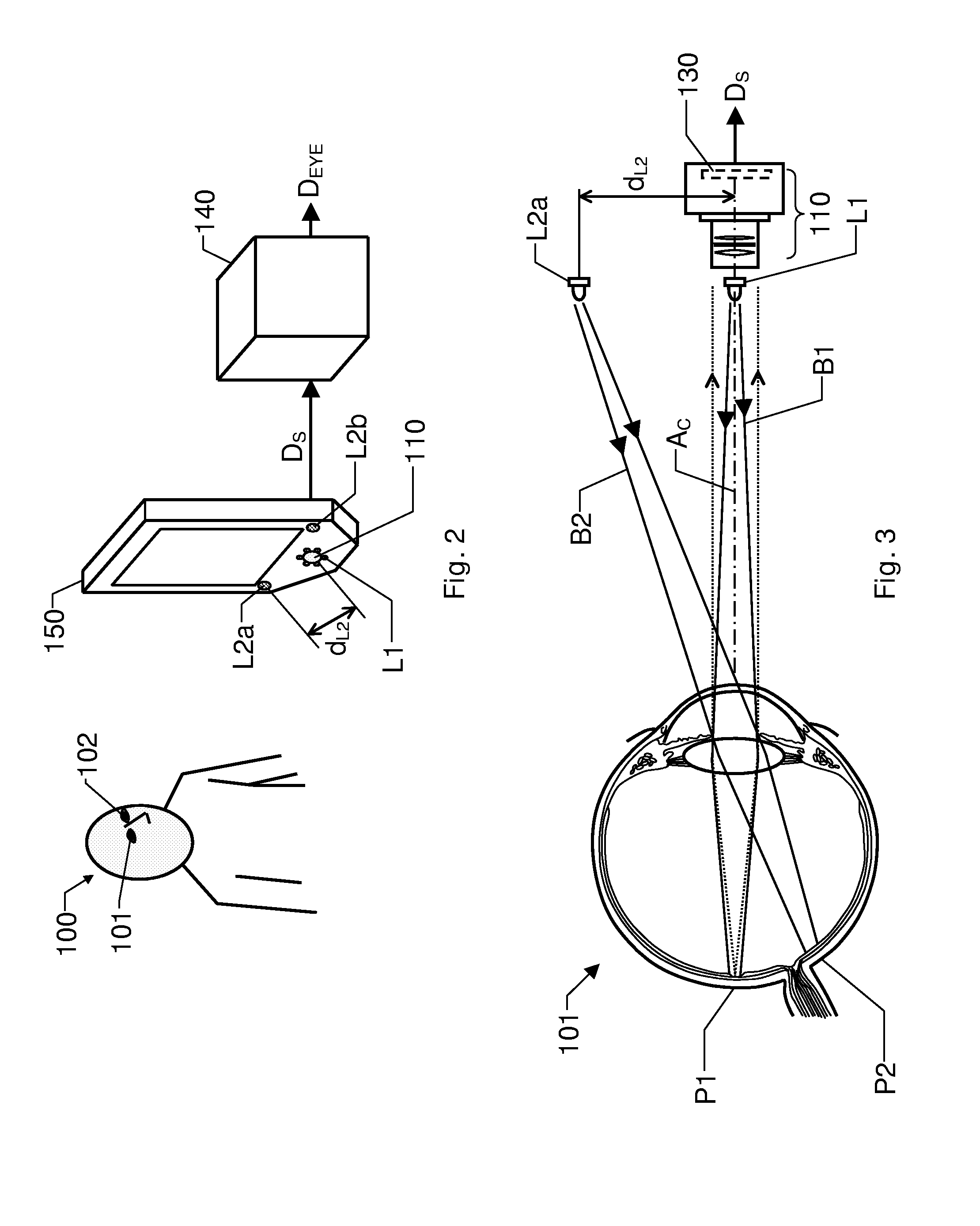 Eye Tracker Having an Extended Span of Operating Distances