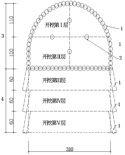 Method for non-blasting rock hole excavation construction of water grinding drill