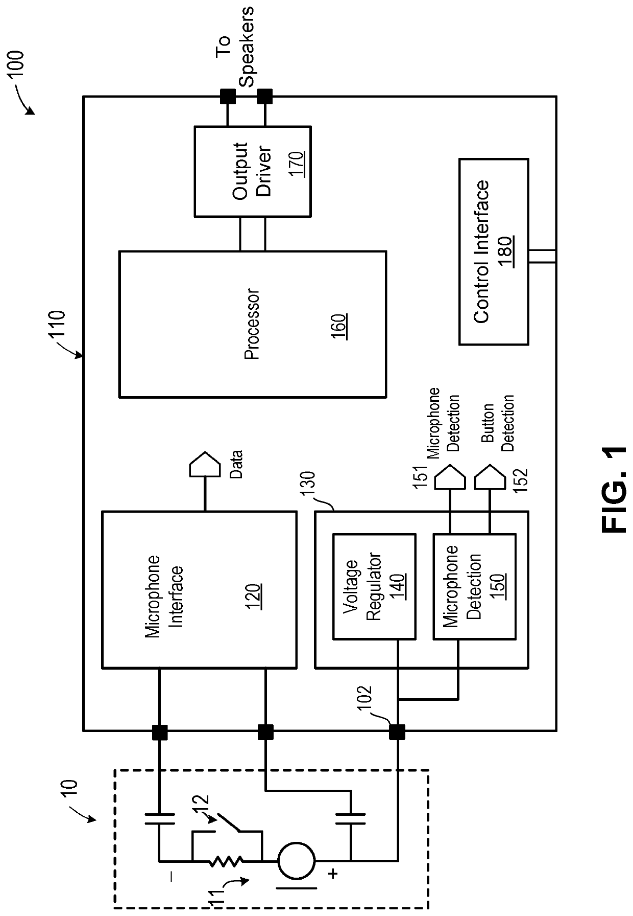 Audio microphone detection using auto-tracking current comparator