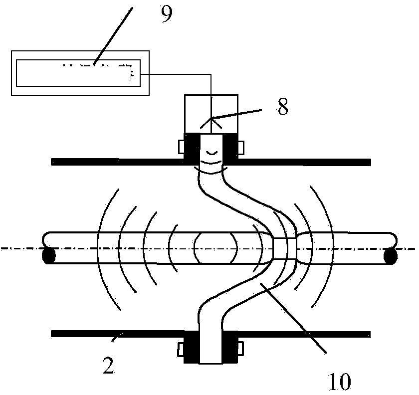 Narrow-band electromagnetic wave signal coupling method and detecting system for measuring GIS partial discharge