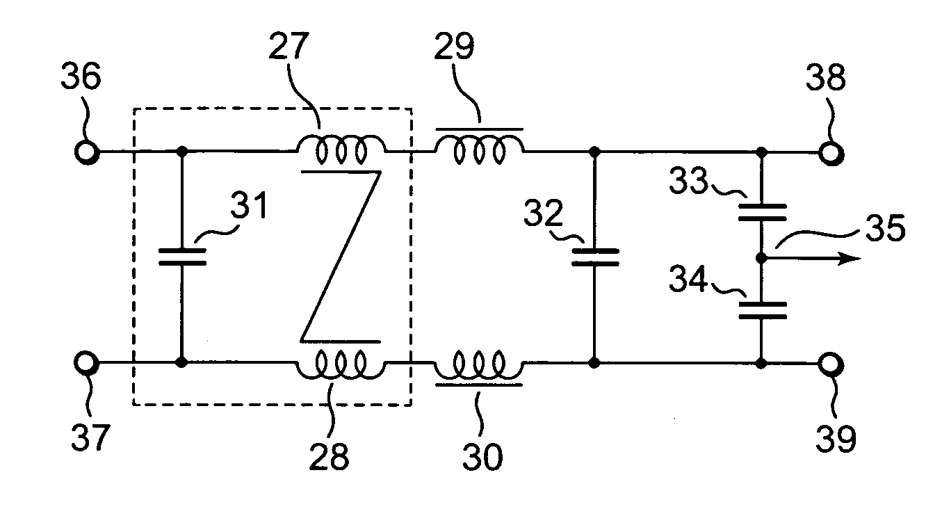 EMI filter with an integrated structure of common-mode inductors and differential-mode capacitors realized by flexible printed circuit board