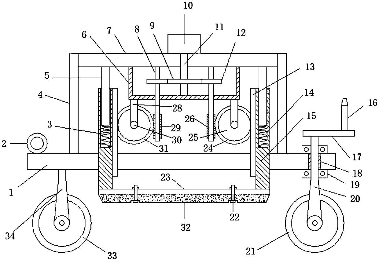 Dead weight type compaction device for road repairing of municipal construction