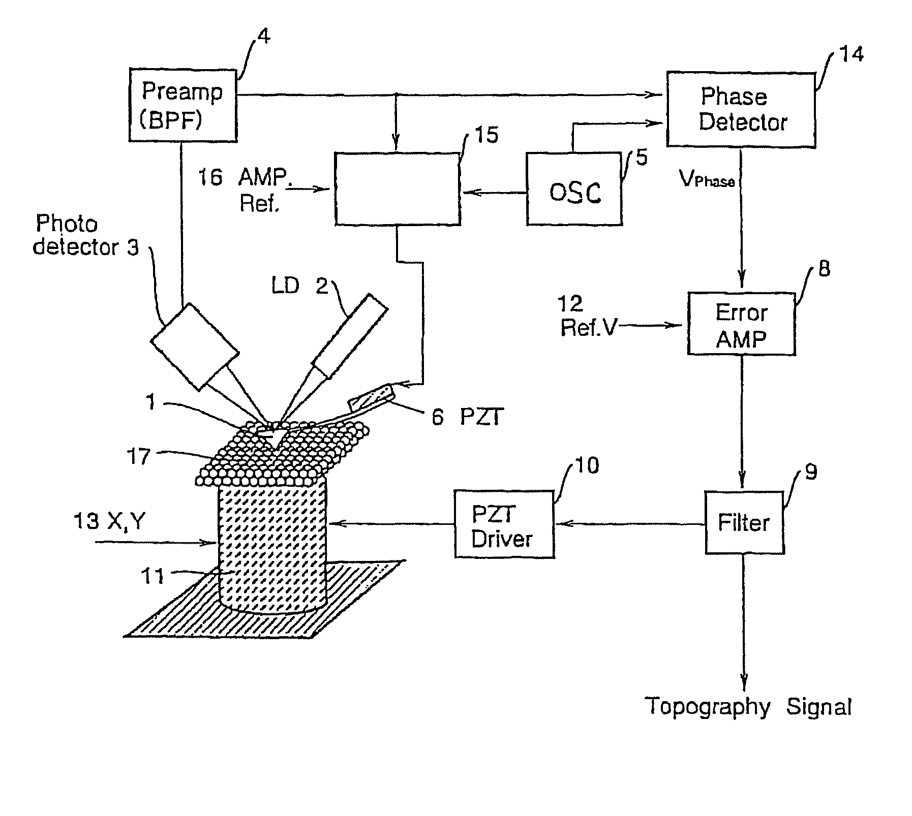 Phase feedback AFM and control method therefor