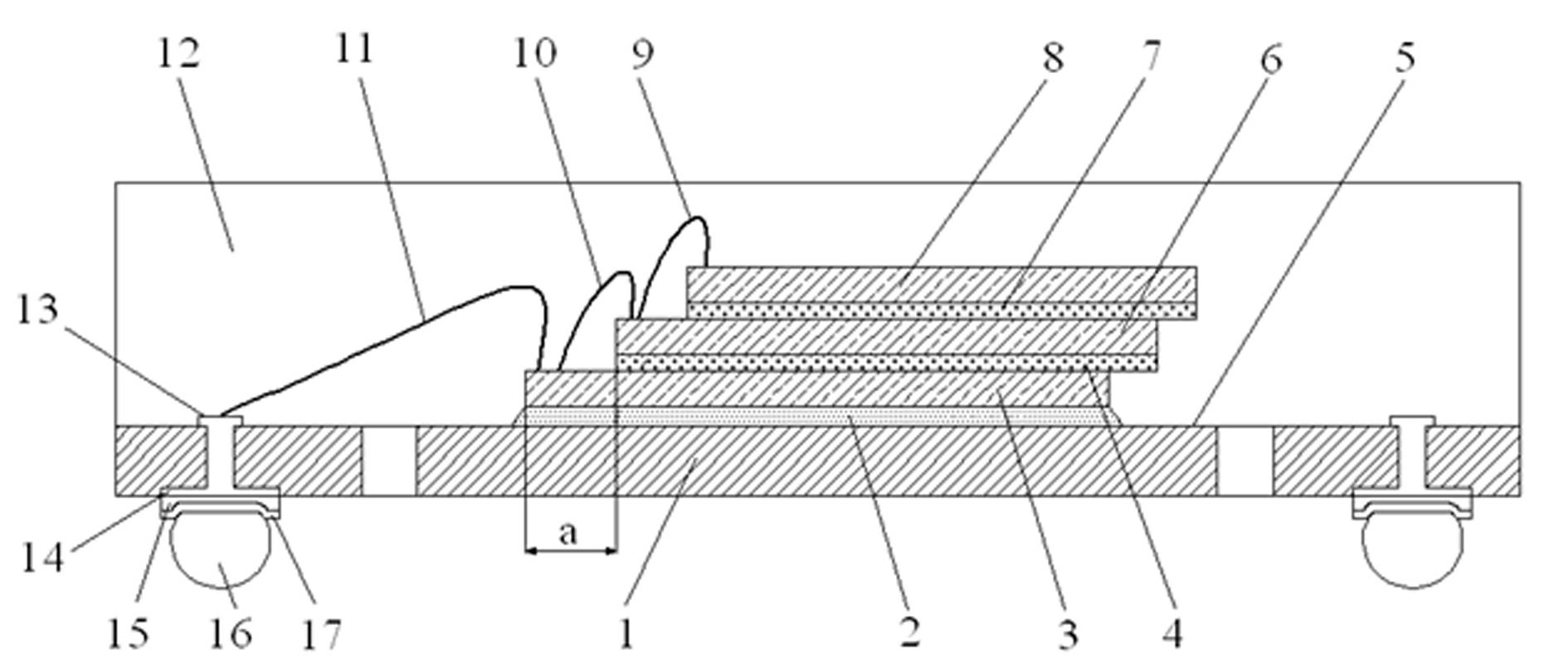 Cantilever type IC (Integrated Circuit) chip stack package of BT (Bismaleimide Triazine) substrate and production method of cantilever type IC chip stack package