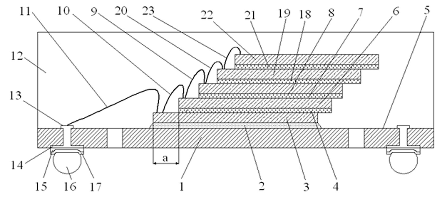 Cantilever type IC (Integrated Circuit) chip stack package of BT (Bismaleimide Triazine) substrate and production method of cantilever type IC chip stack package