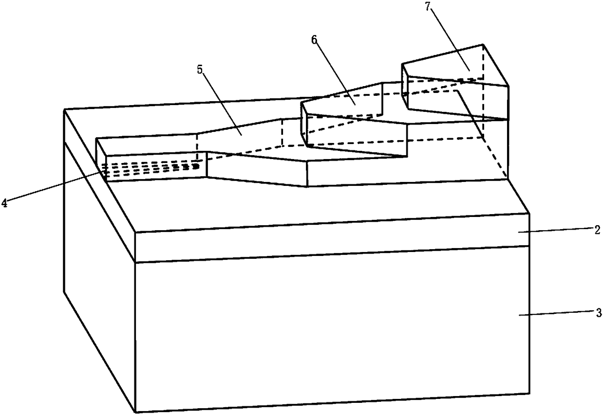 Silicon waveguide spot size converter based on multilayer polymer structure and preparation method thereof