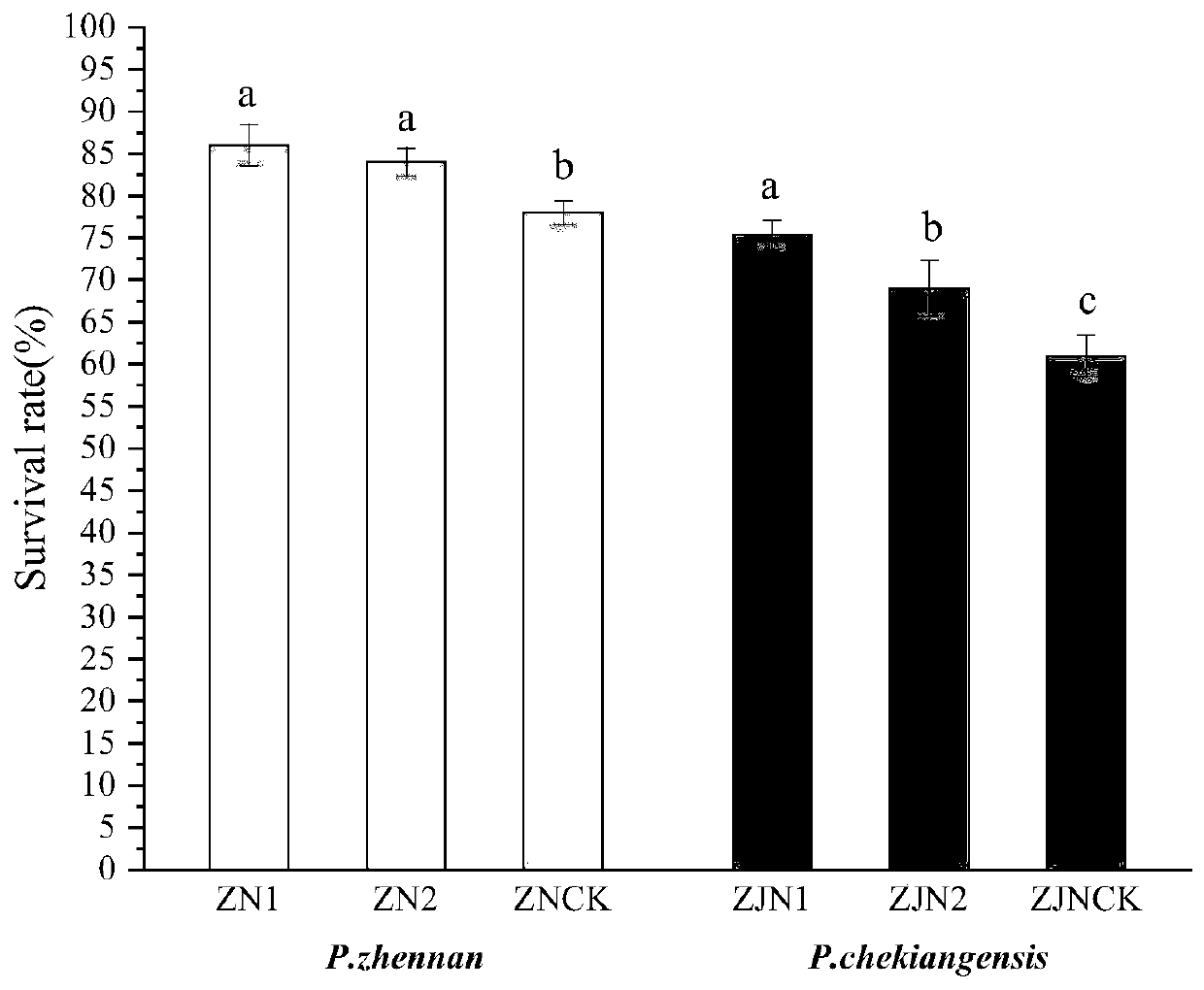 Method for increasing transplanting survival rate of bare-rooted seedlings of phoebe zhennan