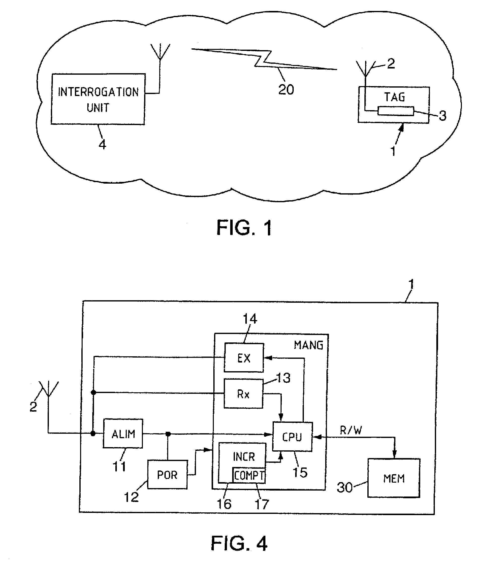 Method of reading the memory plane of a contactless tag