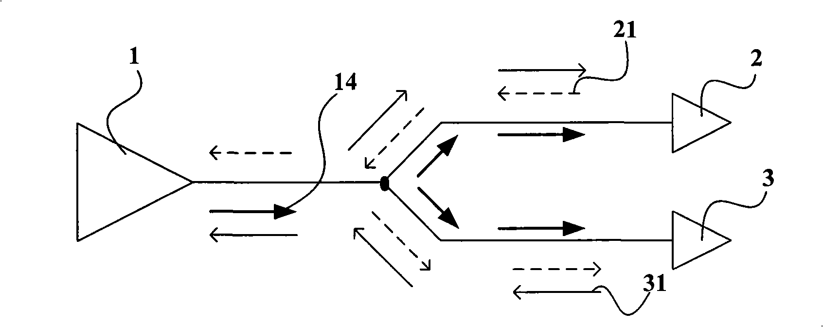 Device for processing one-drive and two-circuit signals and one drive and two circuits