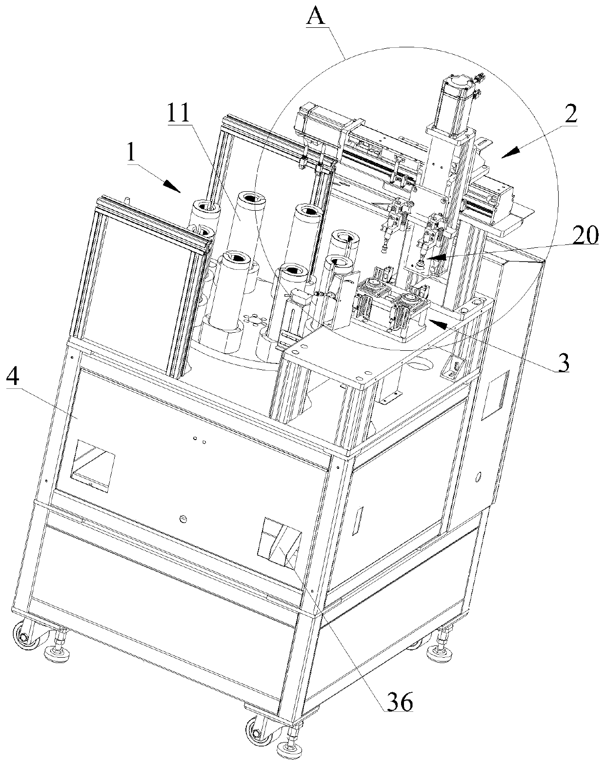 Feeding device for loudspeaker dust caps